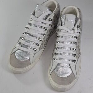 Marc Fisher LTD Women's White Silver Leopard Print High Top Sneakers Size 8M